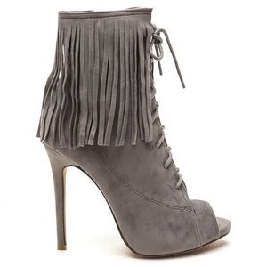 Fringe Booties - Gray